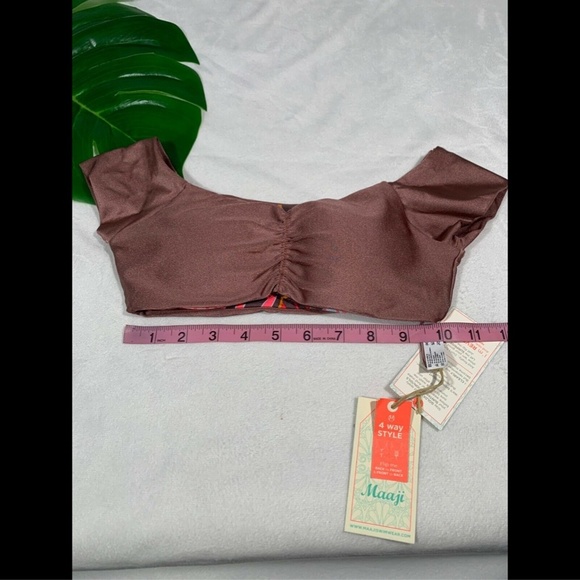 NWT Maaji Shimmering Cognac Cumbia Bikini Top in Coper Pink [SZ Small‎ ] - Picture 3 of 8